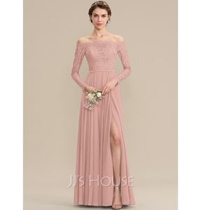 A-Line Off-Shoulder Bridesmaid Dress With Slit